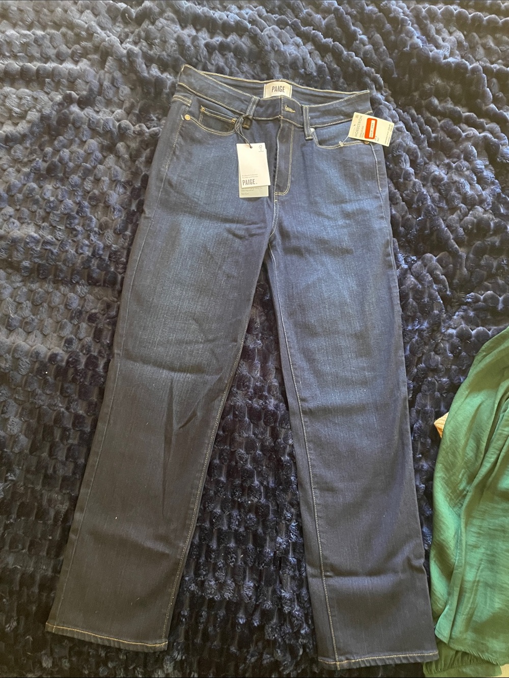 PAIGE Women's Dark Blue Straight Leg Jeans